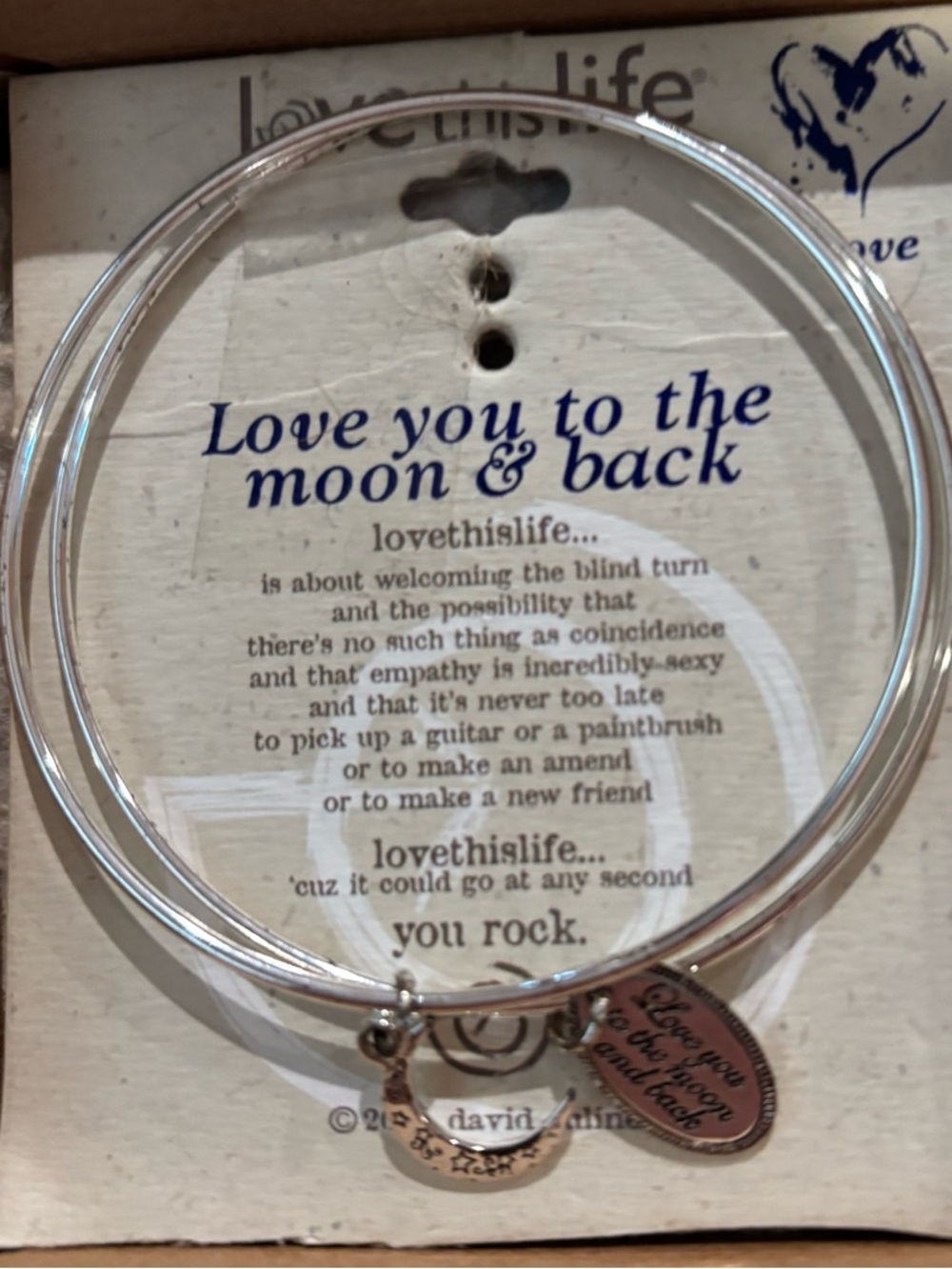 David Euliner 2016 Silver Tone 'Love You to the Moon & Back' Bangle Bracelet/s